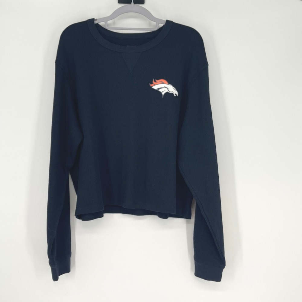 NFL Denver Broncos New Era Team Apparel Long Sleeve Cropped Top XXL Black‎ Logo